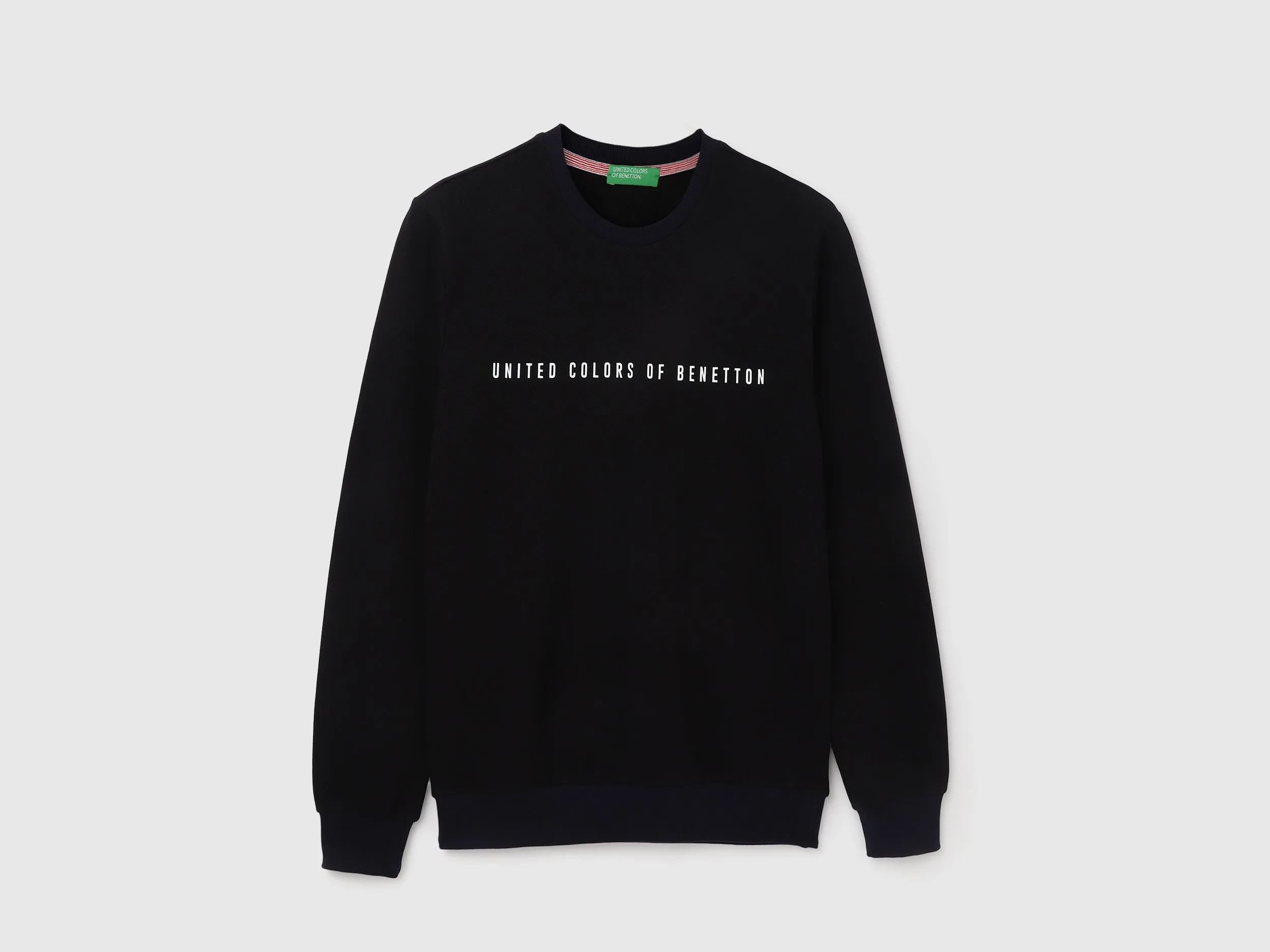 Regular Fit Round Neck Contrast Rib Branded Sweatshirt