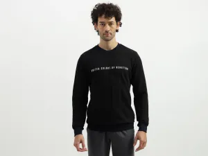 Regular Fit Round Neck Contrast Rib Branded Sweatshirt
