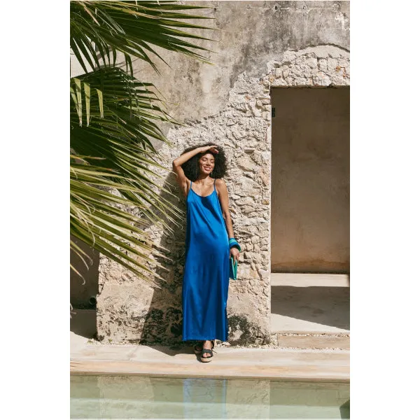 Silky Tank Maxi Dress - Blue
