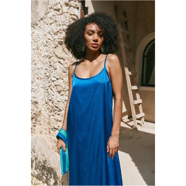Silky Tank Maxi Dress - Blue