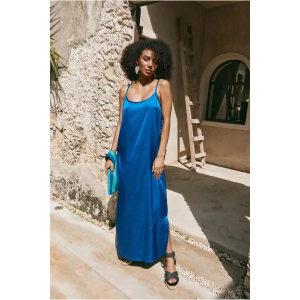 Silky Tank Maxi Dress - Blue