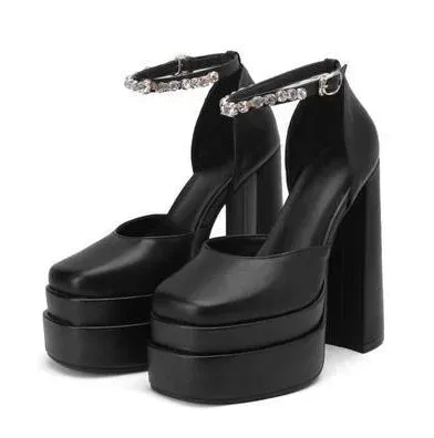 Step up Your Style with Women's Retro Chunky Heels Sandals Platform Pumps