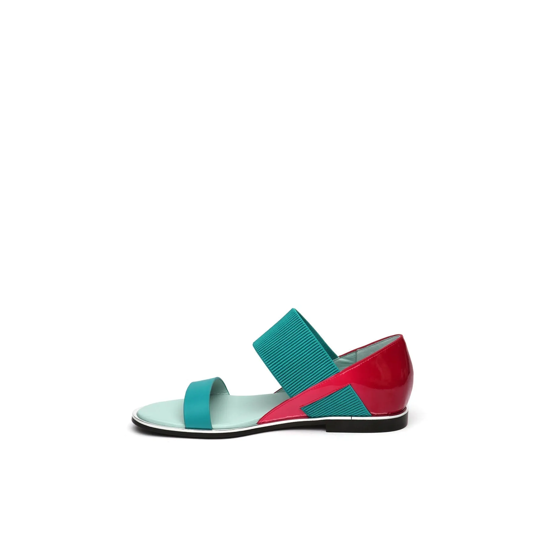 Strap-Detail Leather Sandal - Teal