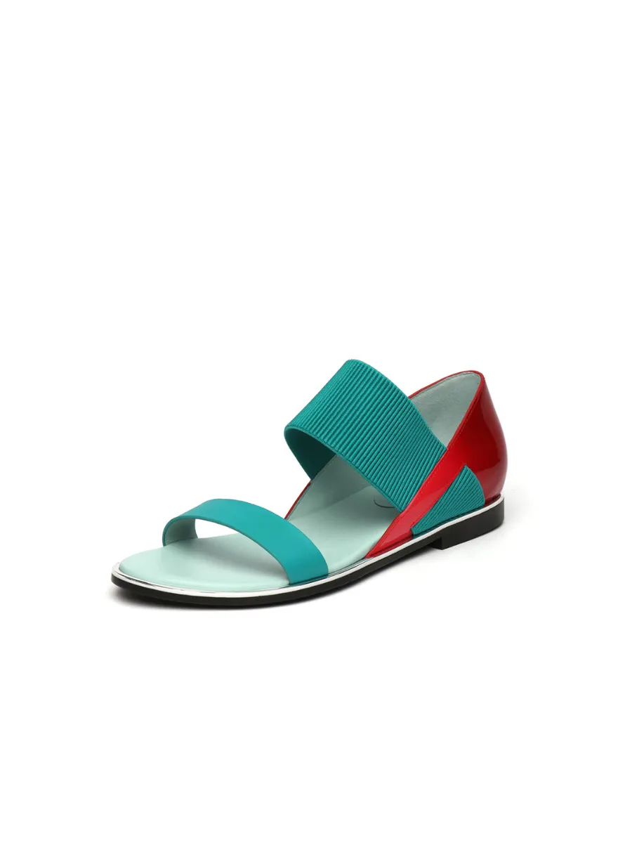 Strap-Detail Leather Sandal - Teal