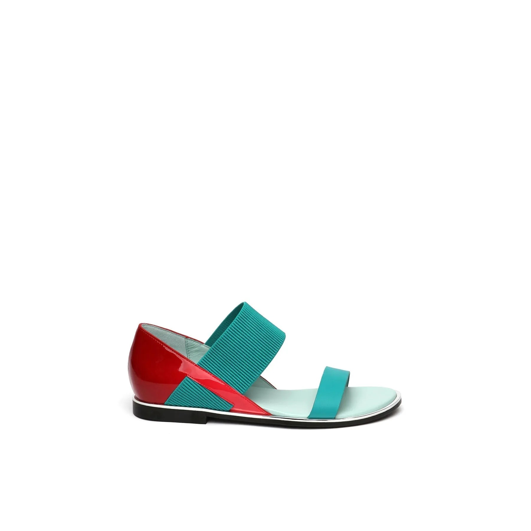 Strap-Detail Leather Sandal - Teal