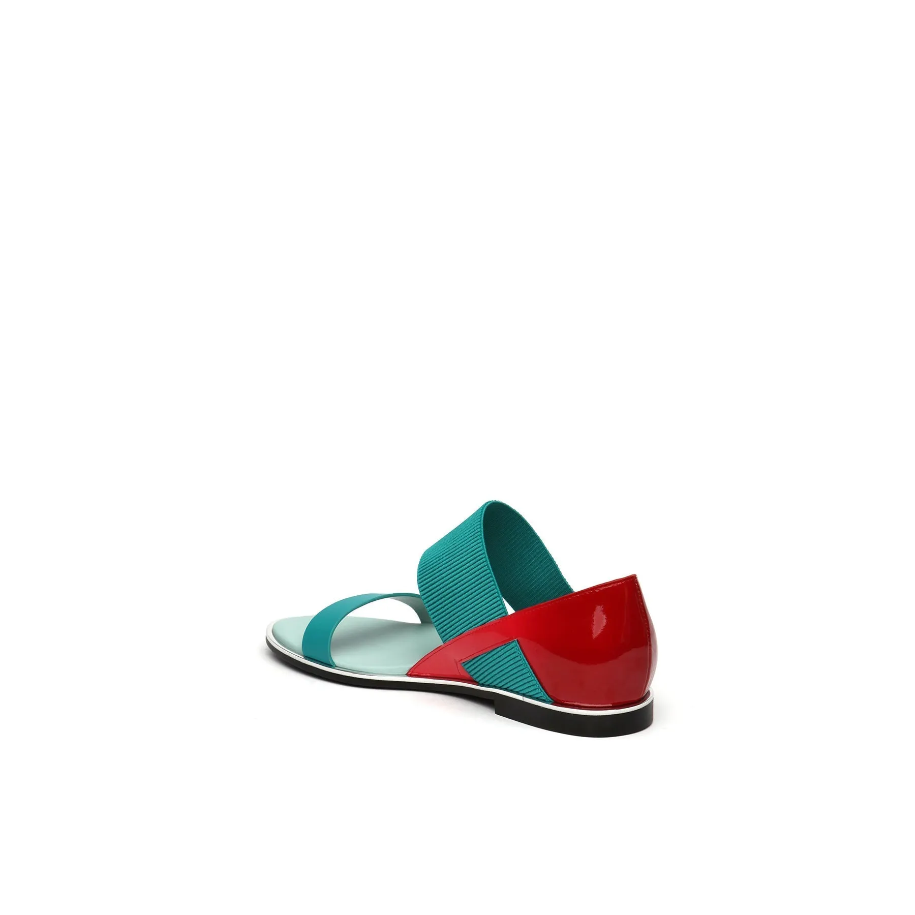 Strap-Detail Leather Sandal - Teal