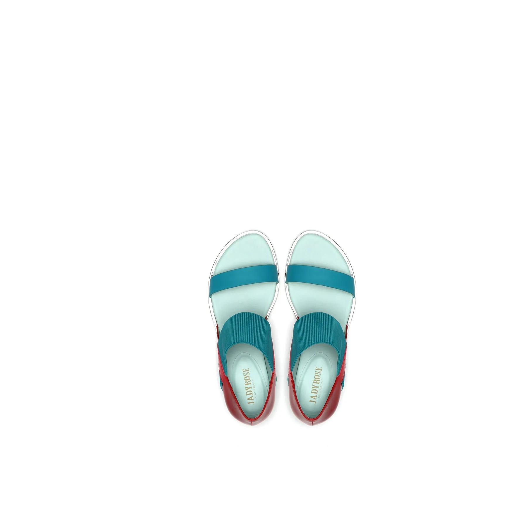 Strap-Detail Leather Sandal - Teal