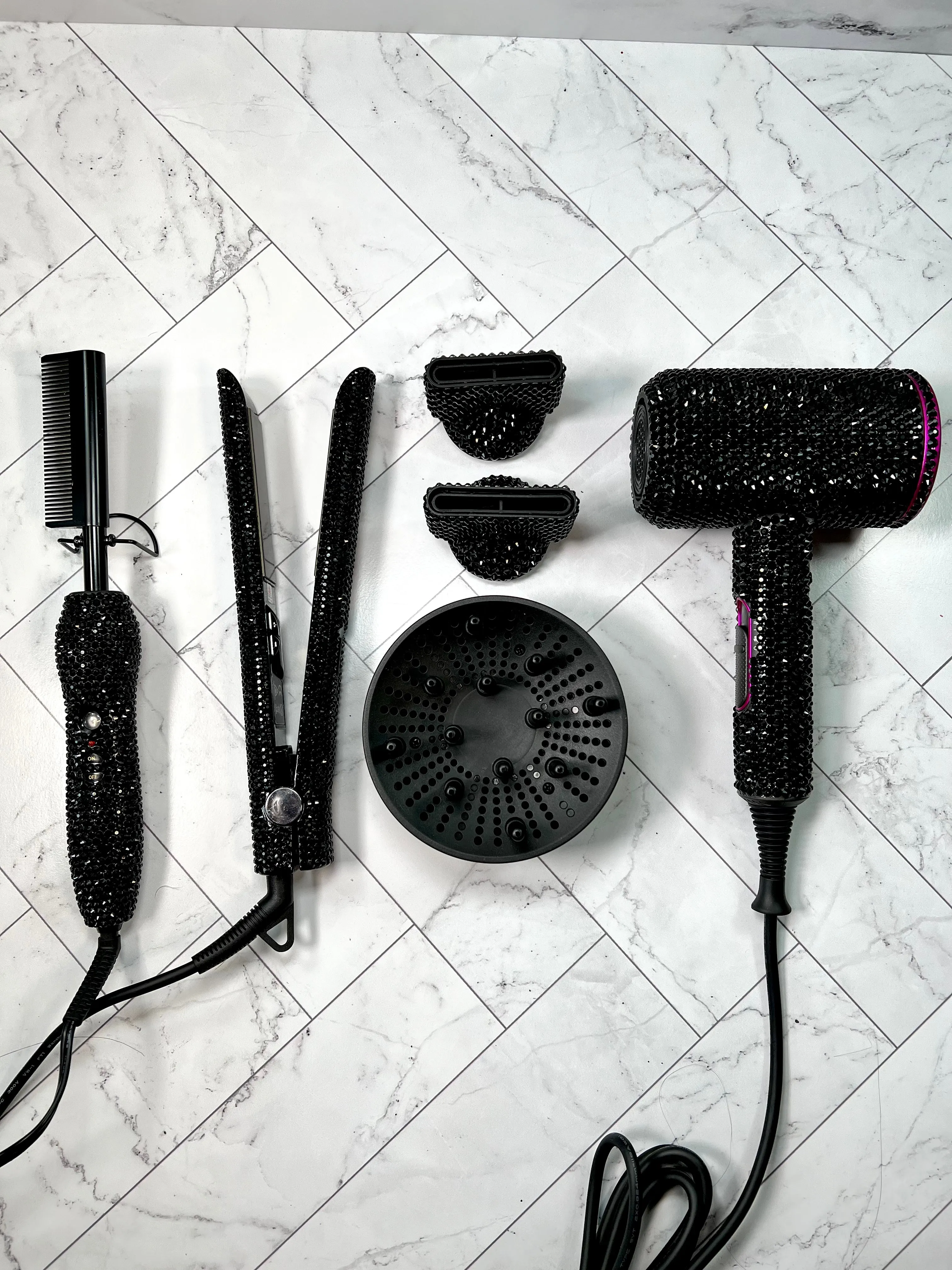 Stylepro Bling Flatiron, Hot Comb, & Dryer Trio