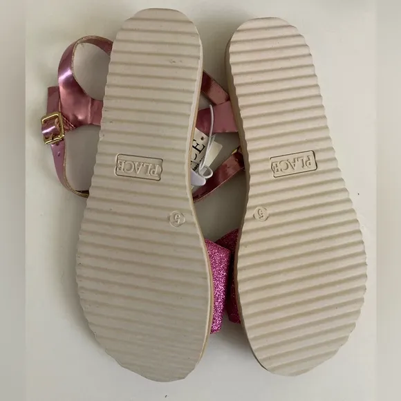 🌸The Children’s Place New Hot Pink Glitter &amp; Metallic Pink Strap Sandal