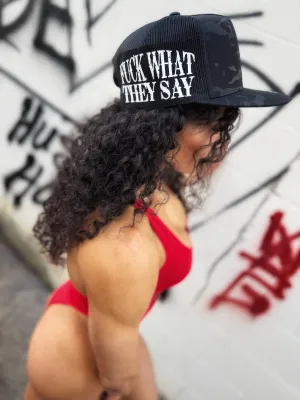 THEY SAY SIDE STYLE BLACK CAMO HAT