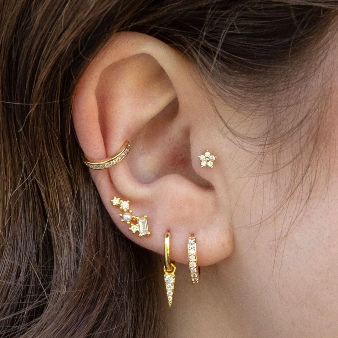 Tiny Flower Tragus Piercing Barbell Ball Back Earrings Sleeper Earrings