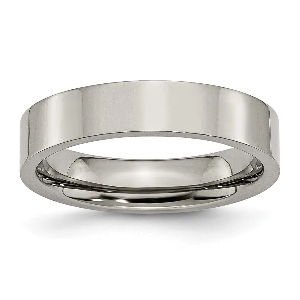 Titanium Polished 5mm Flat Band