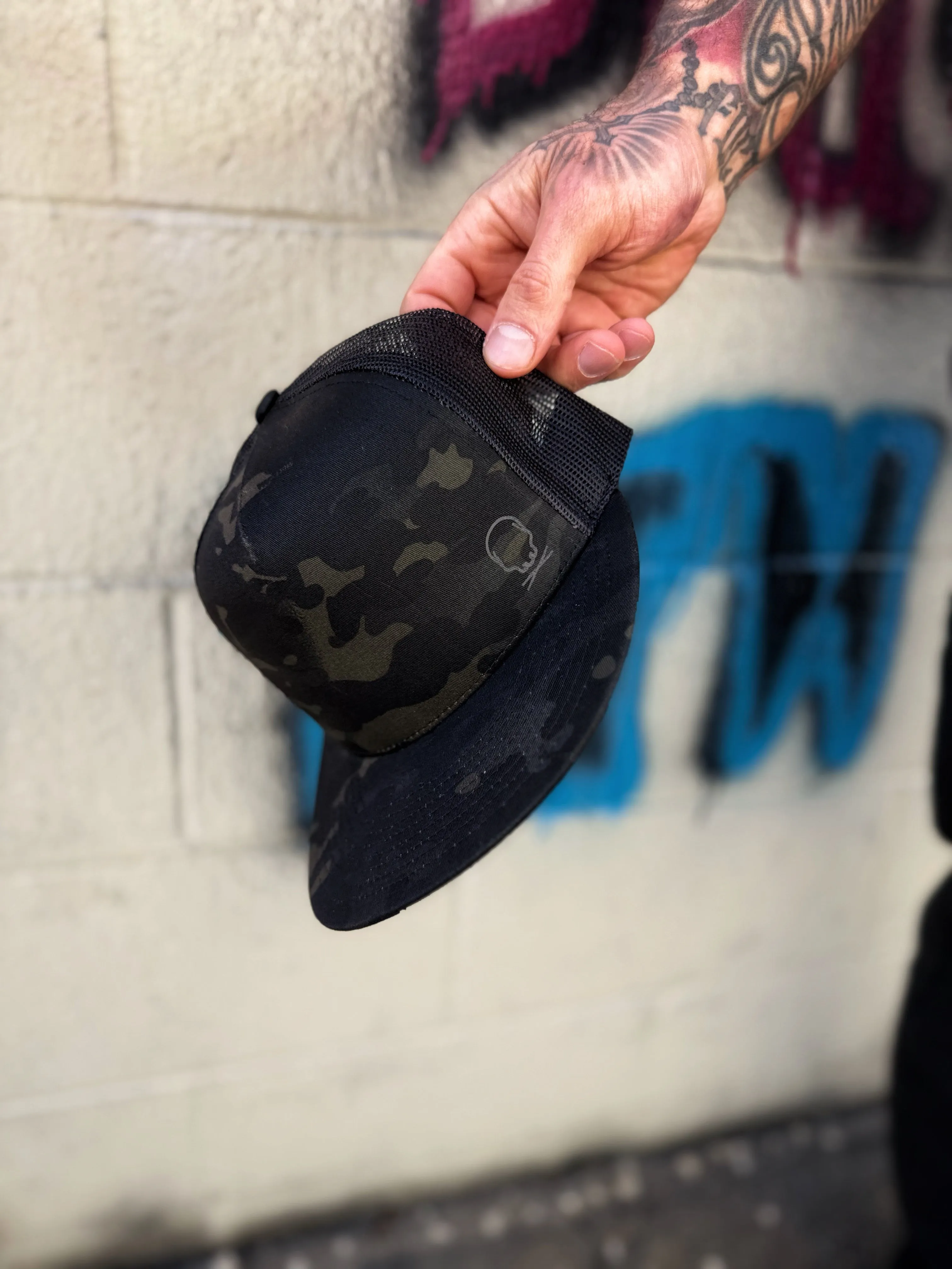 USA FLAG BLACK SIDE STYLE BLACK CAMO HAT