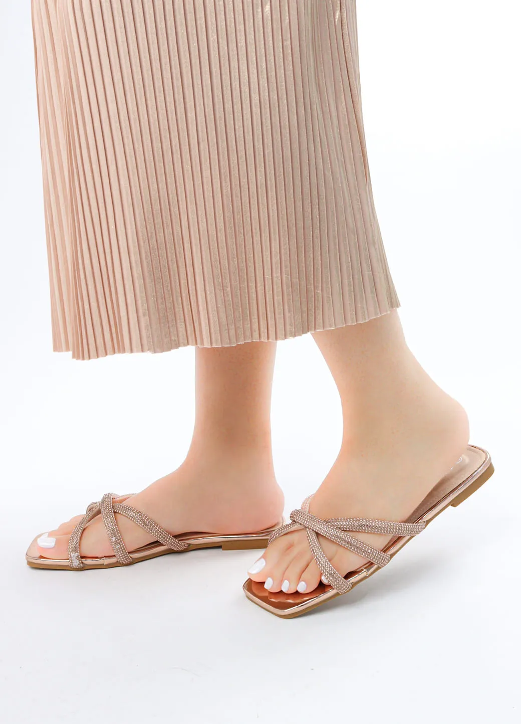 Viny - Women's Cross Bling Flat Sandals