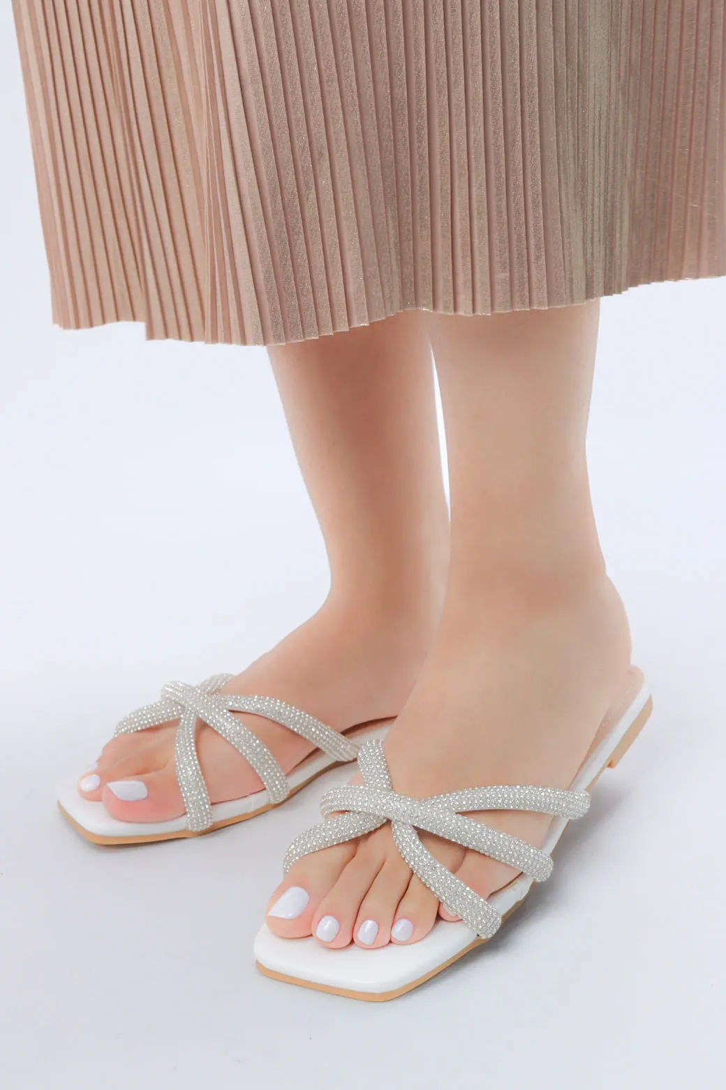 Viny - Women's Cross Bling Flat Sandals