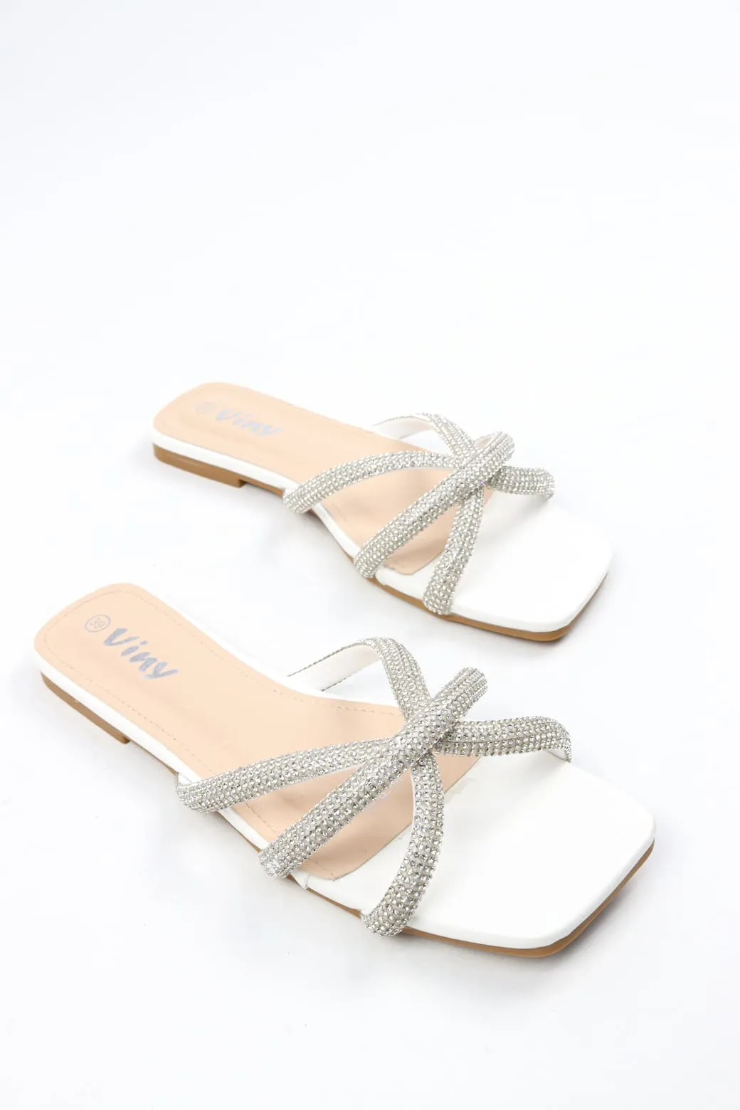 Viny - Women's Cross Bling Flat Sandals