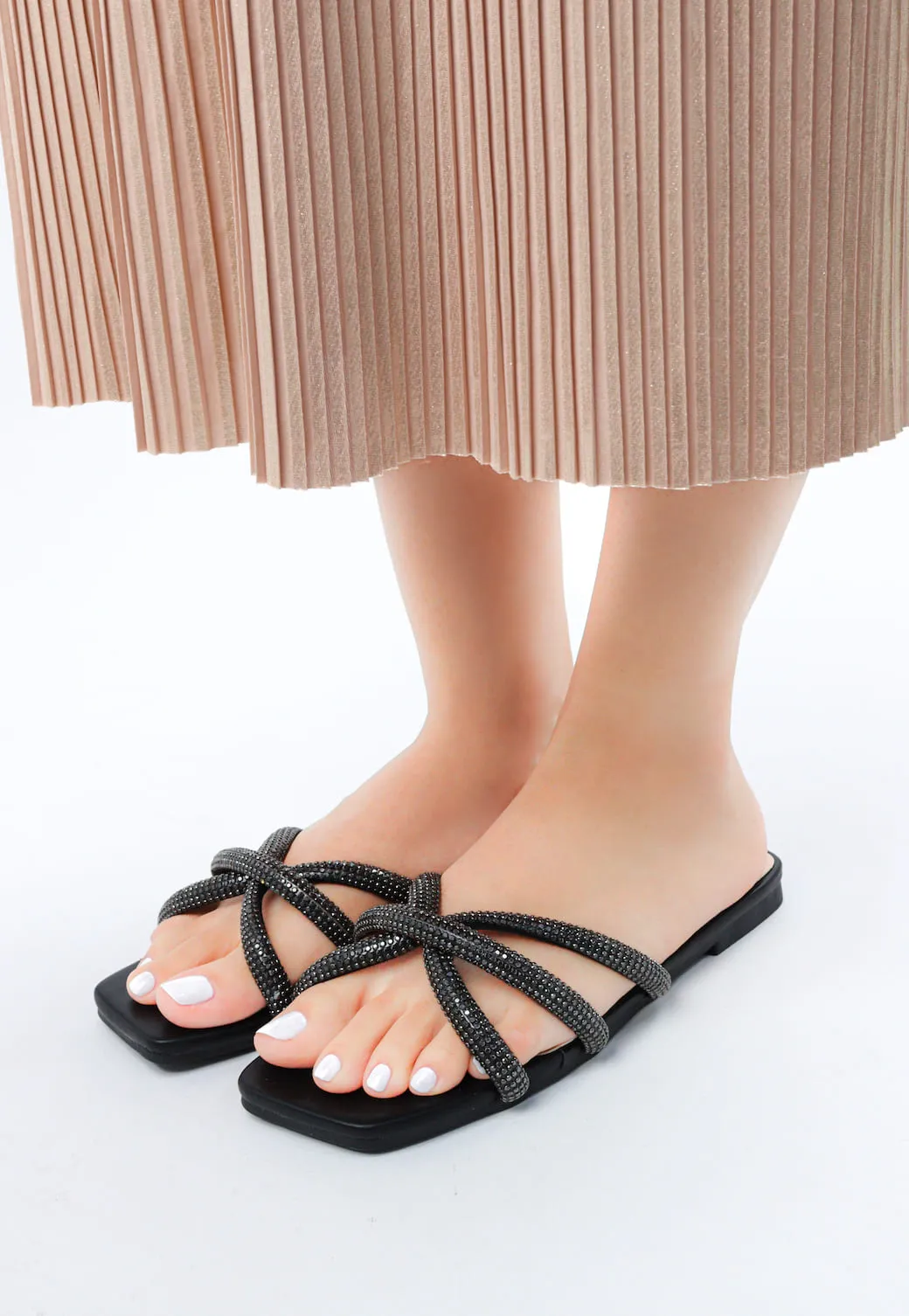 Viny - Women's Cross Bling Flat Sandals