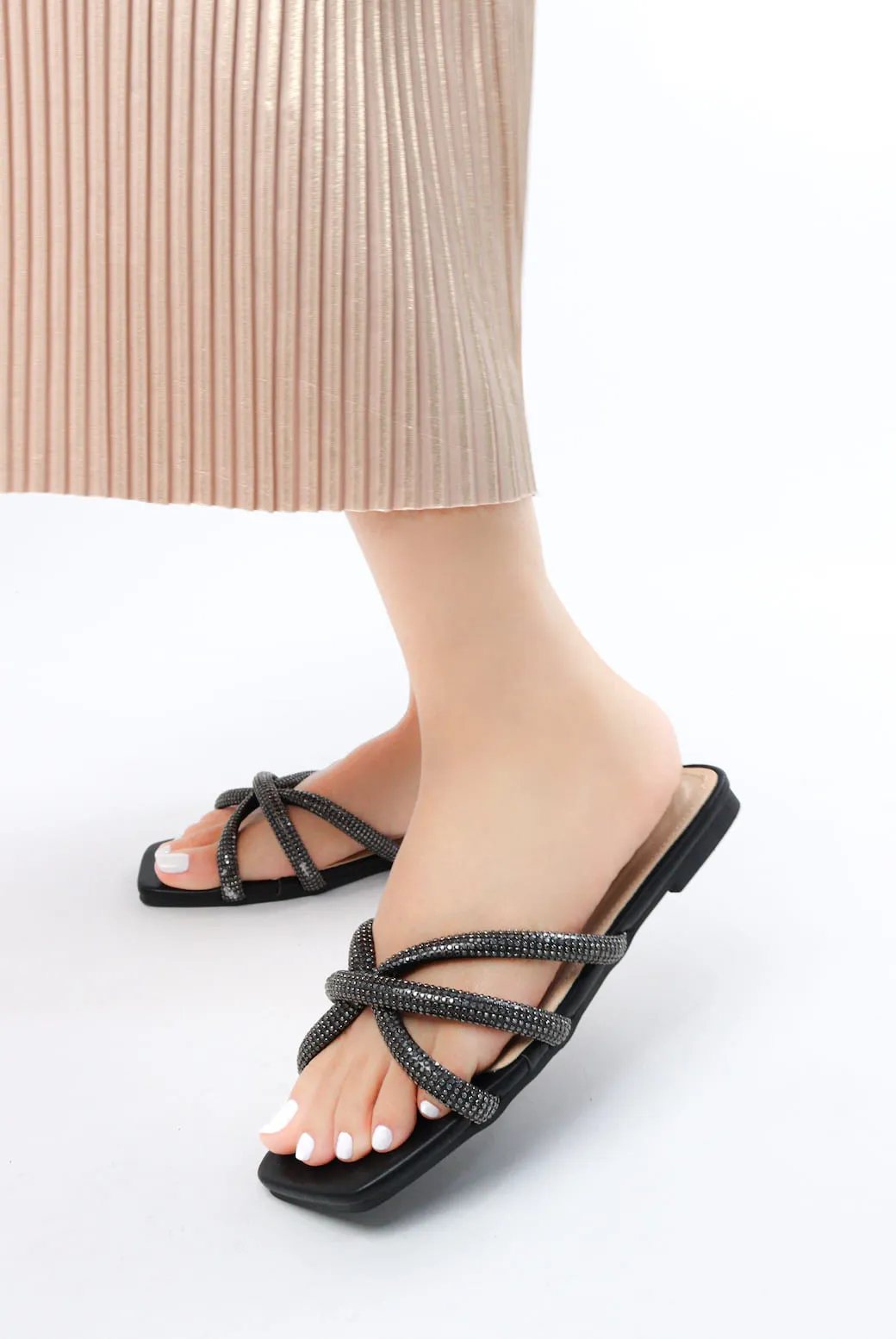 Viny - Women's Cross Bling Flat Sandals