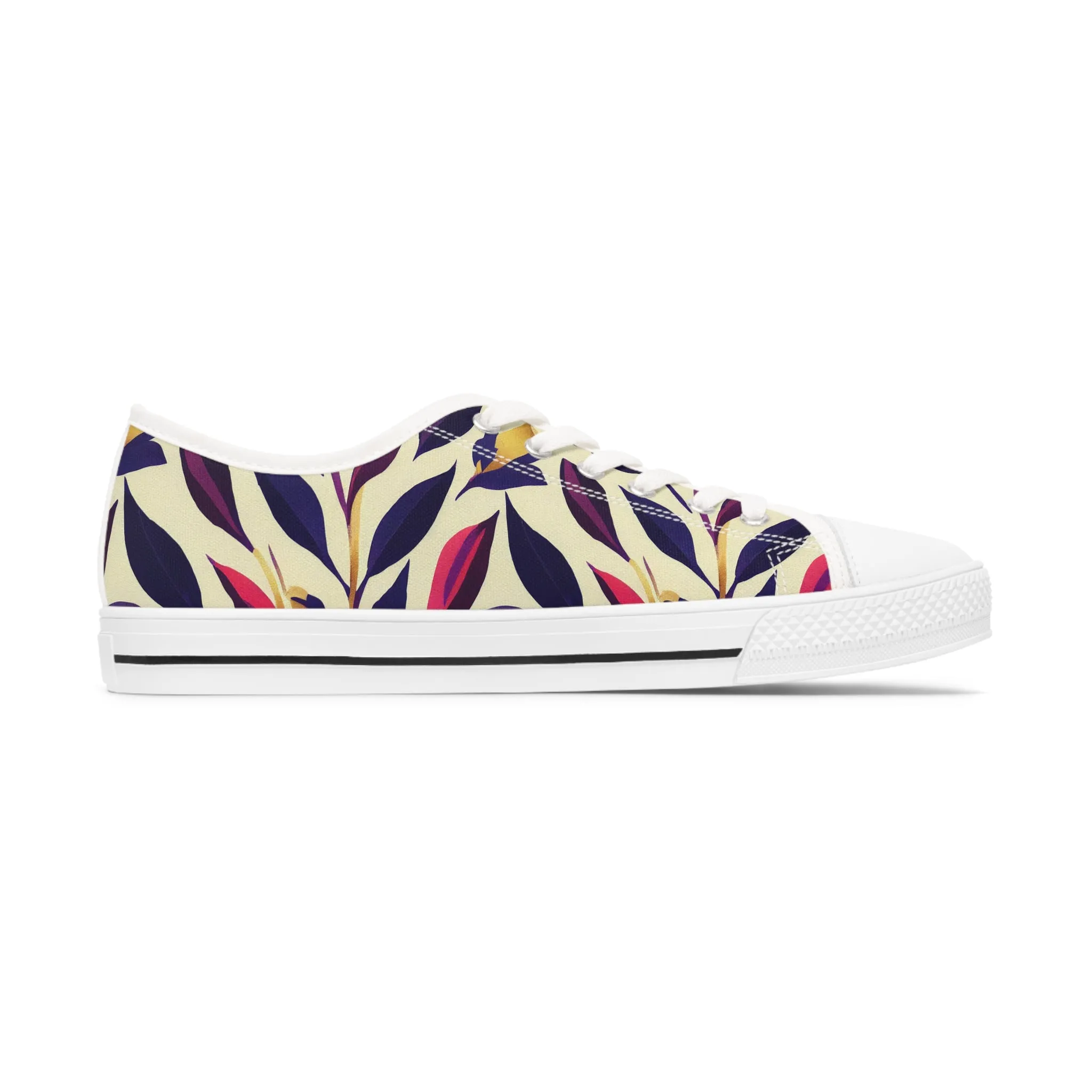 Violet Flourish Damask - Women's Low Top Sneakers