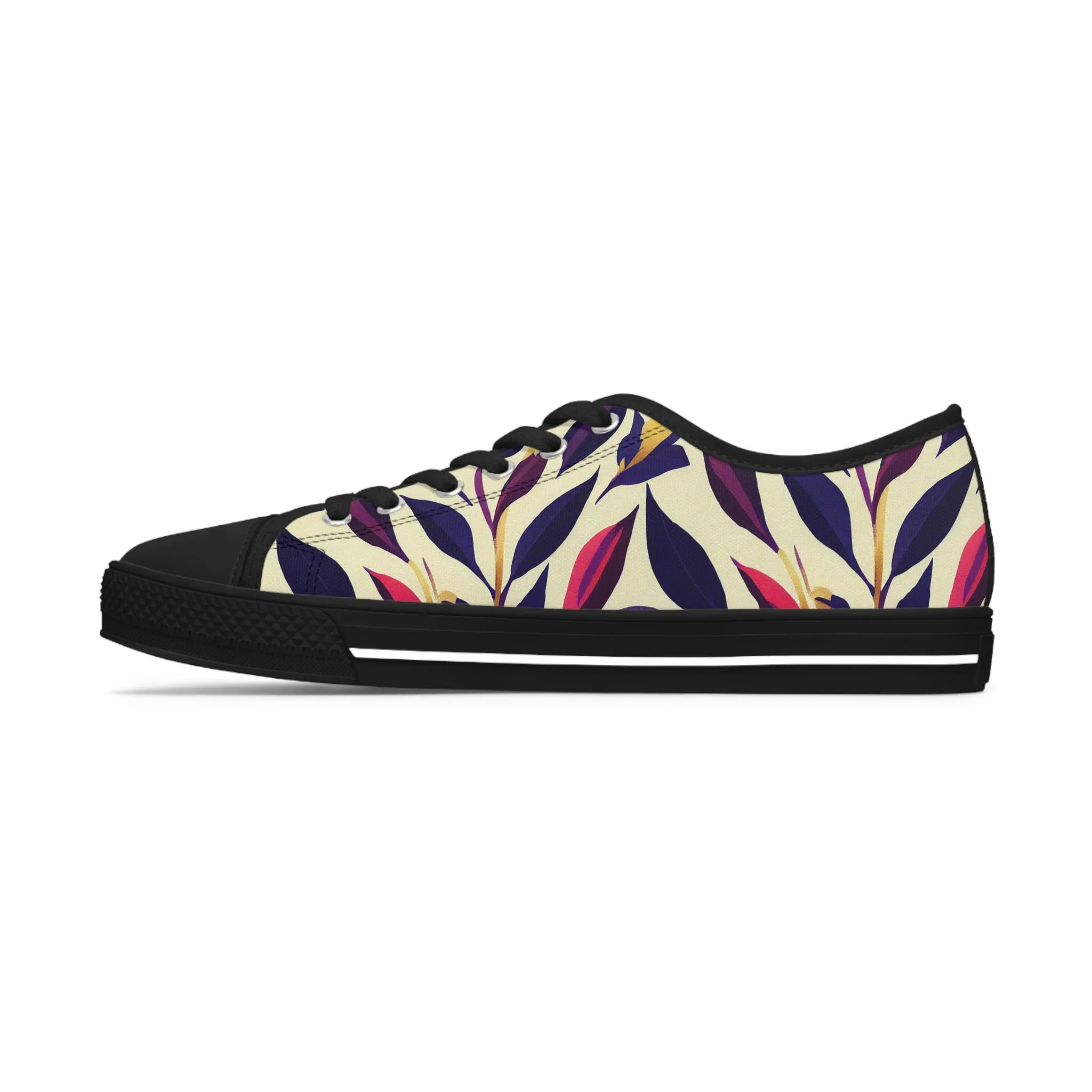 Violet Flourish Damask - Women's Low Top Sneakers