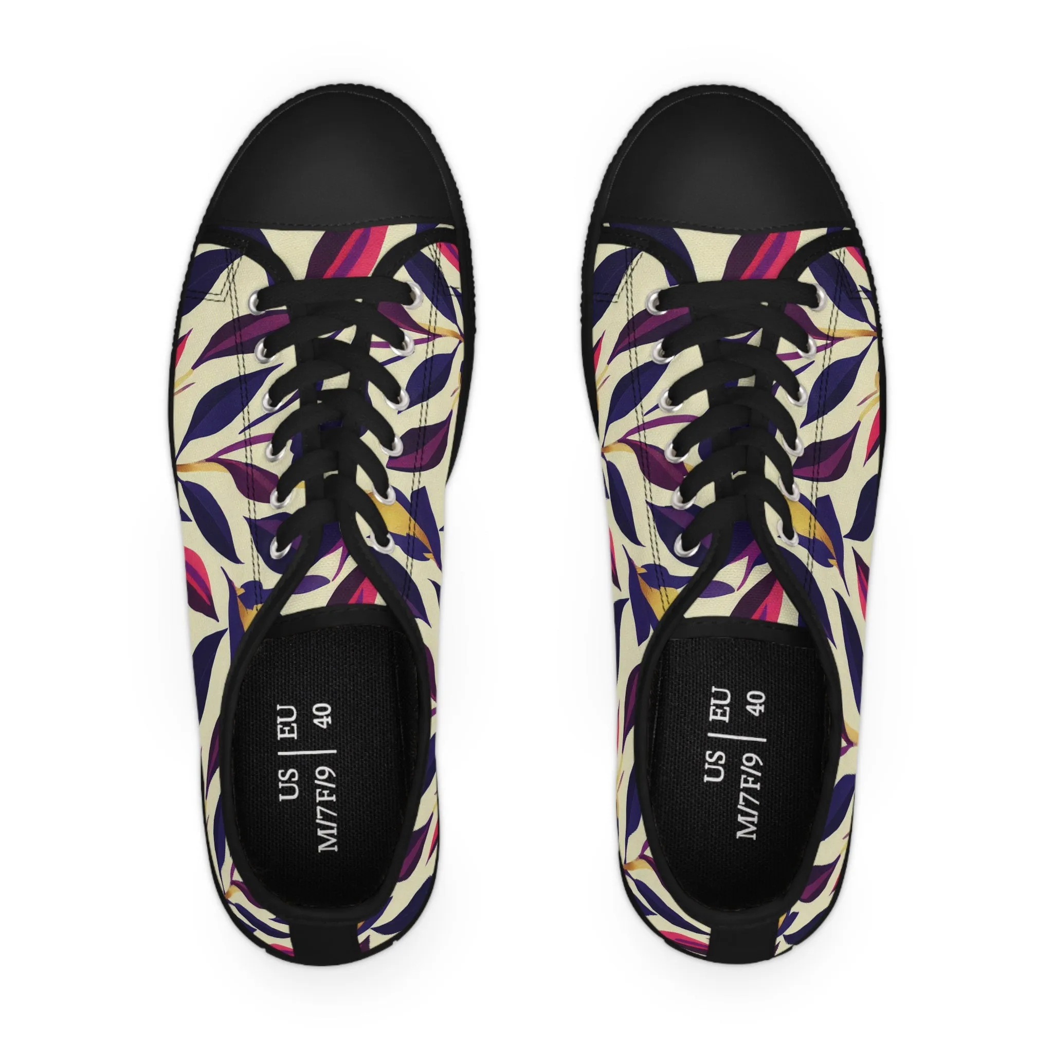 Violet Flourish Damask - Women's Low Top Sneakers
