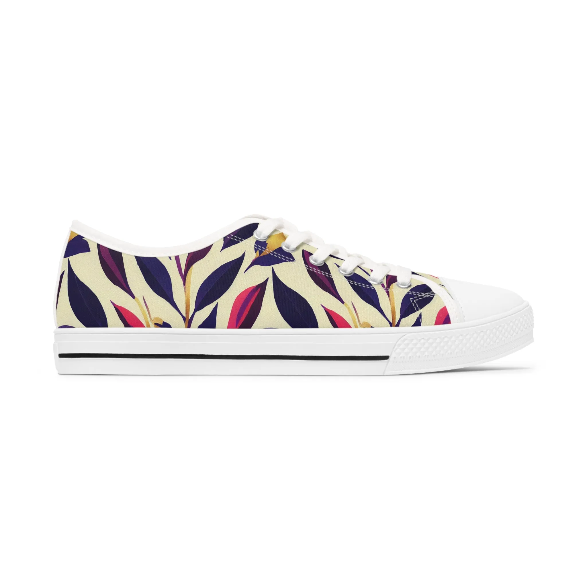 Violet Flourish Damask - Women's Low Top Sneakers