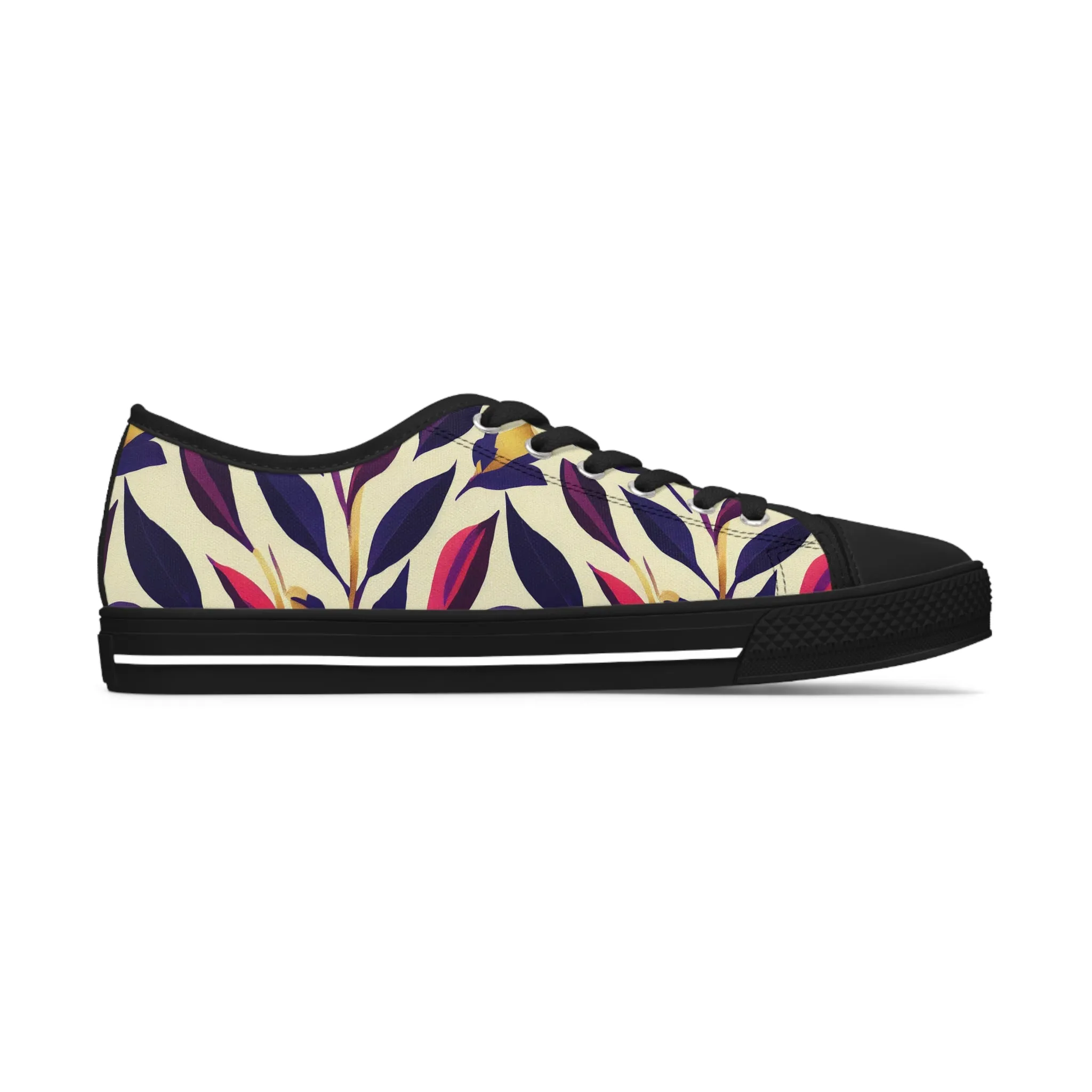 Violet Flourish Damask - Women's Low Top Sneakers