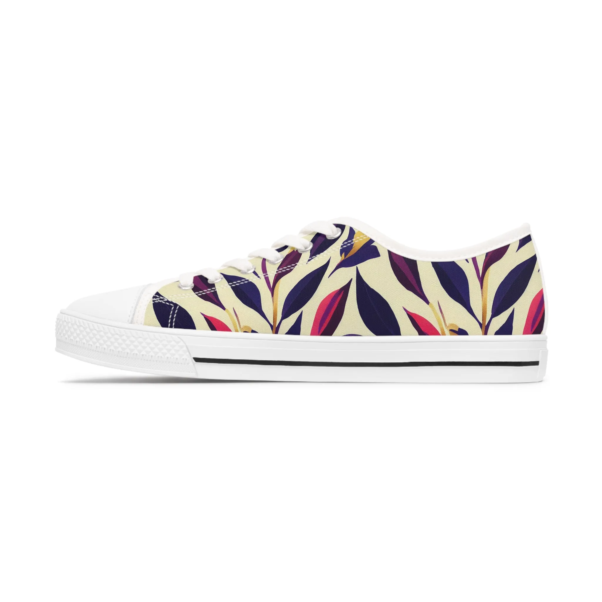 Violet Flourish Damask - Women's Low Top Sneakers