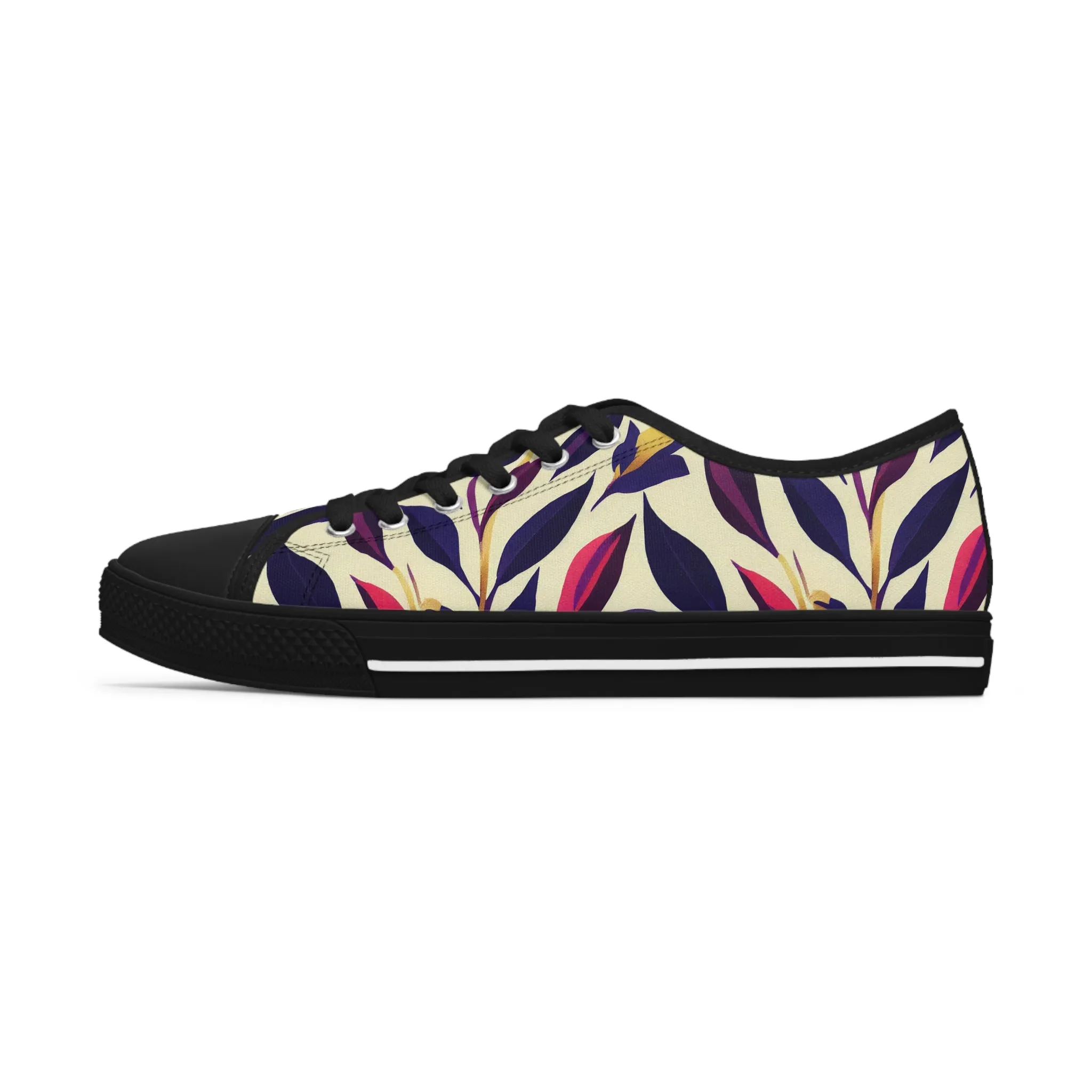 Violet Flourish Damask - Women's Low Top Sneakers