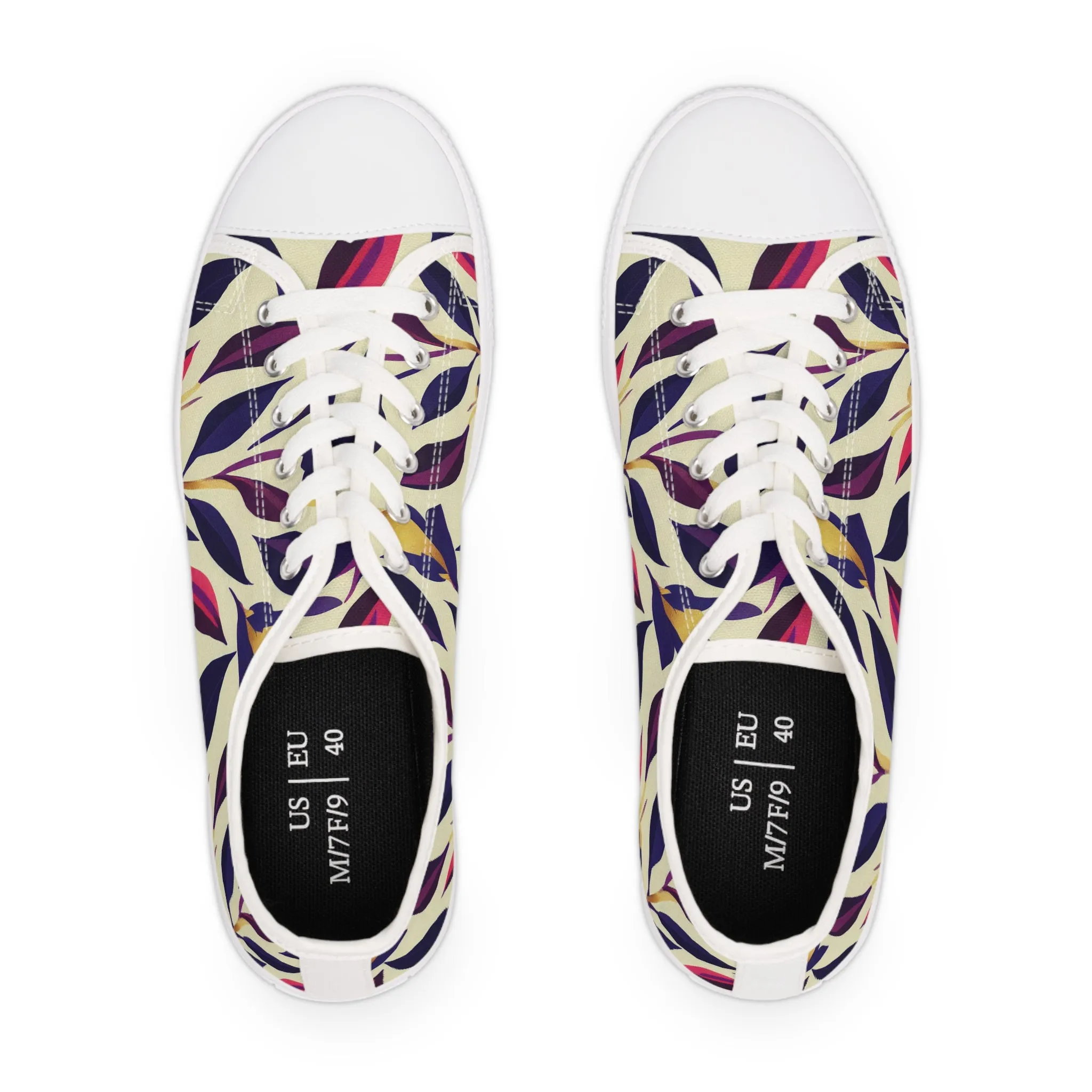 Violet Flourish Damask - Women's Low Top Sneakers