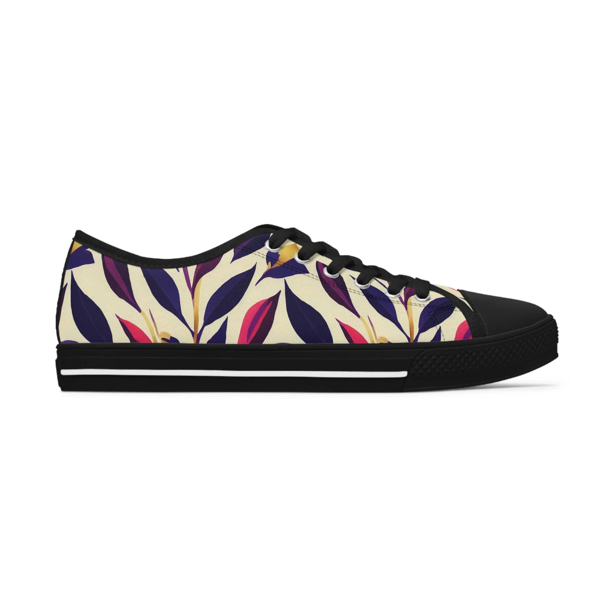 Violet Flourish Damask - Women's Low Top Sneakers