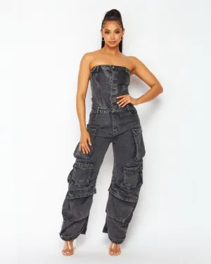 Wide Leg Cargo Jumpsuit