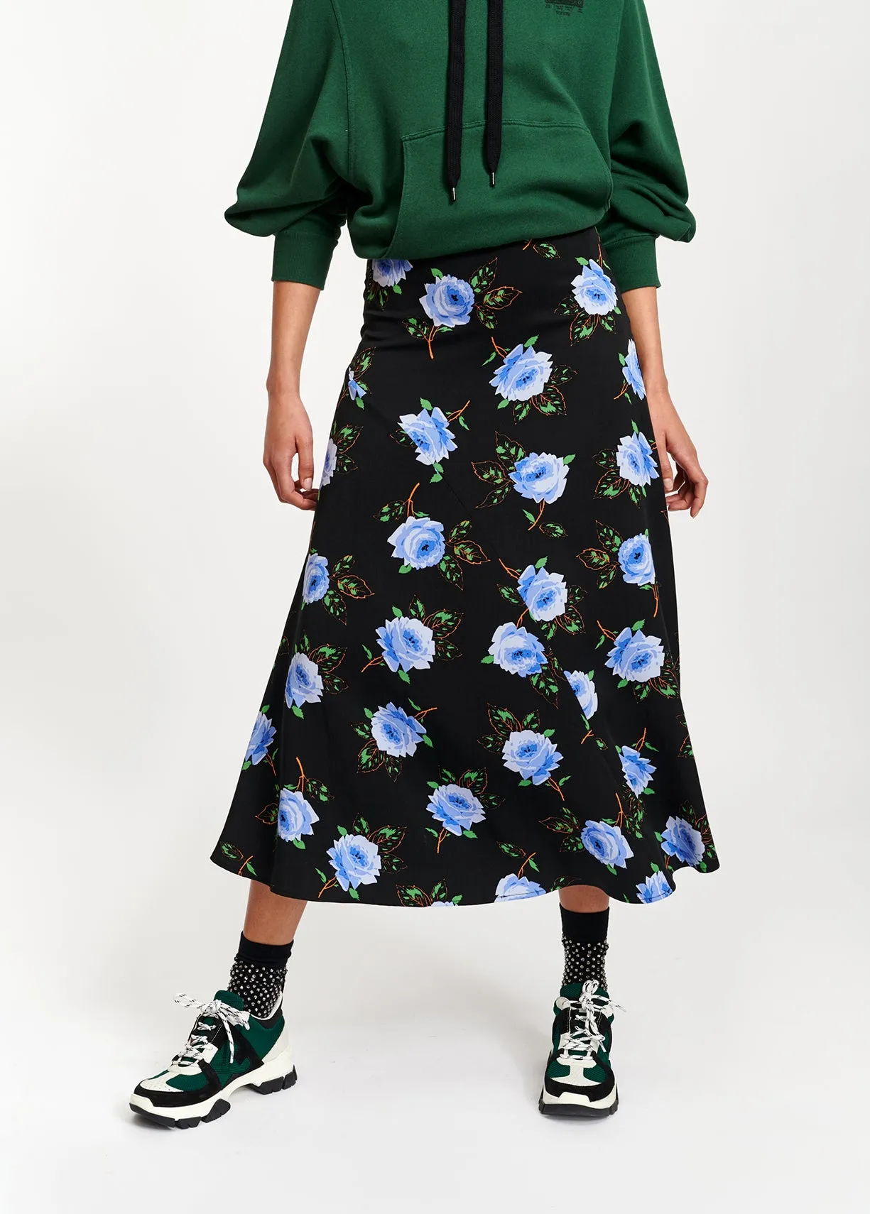 Wide midi skirt
