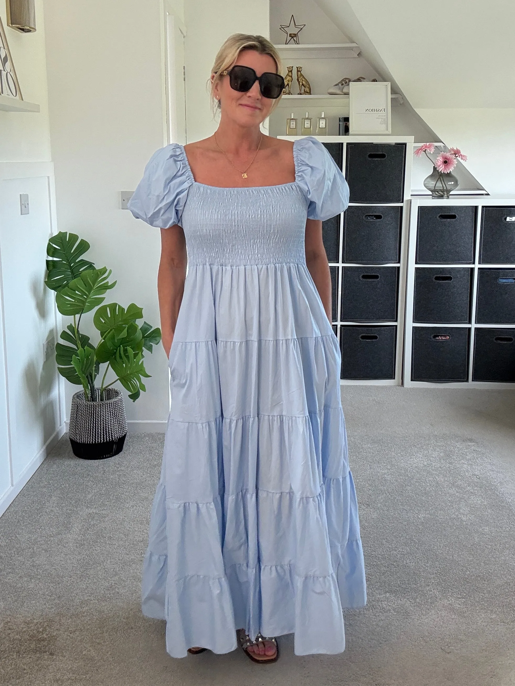 Yellow Puff Shoulder Maxi Dress