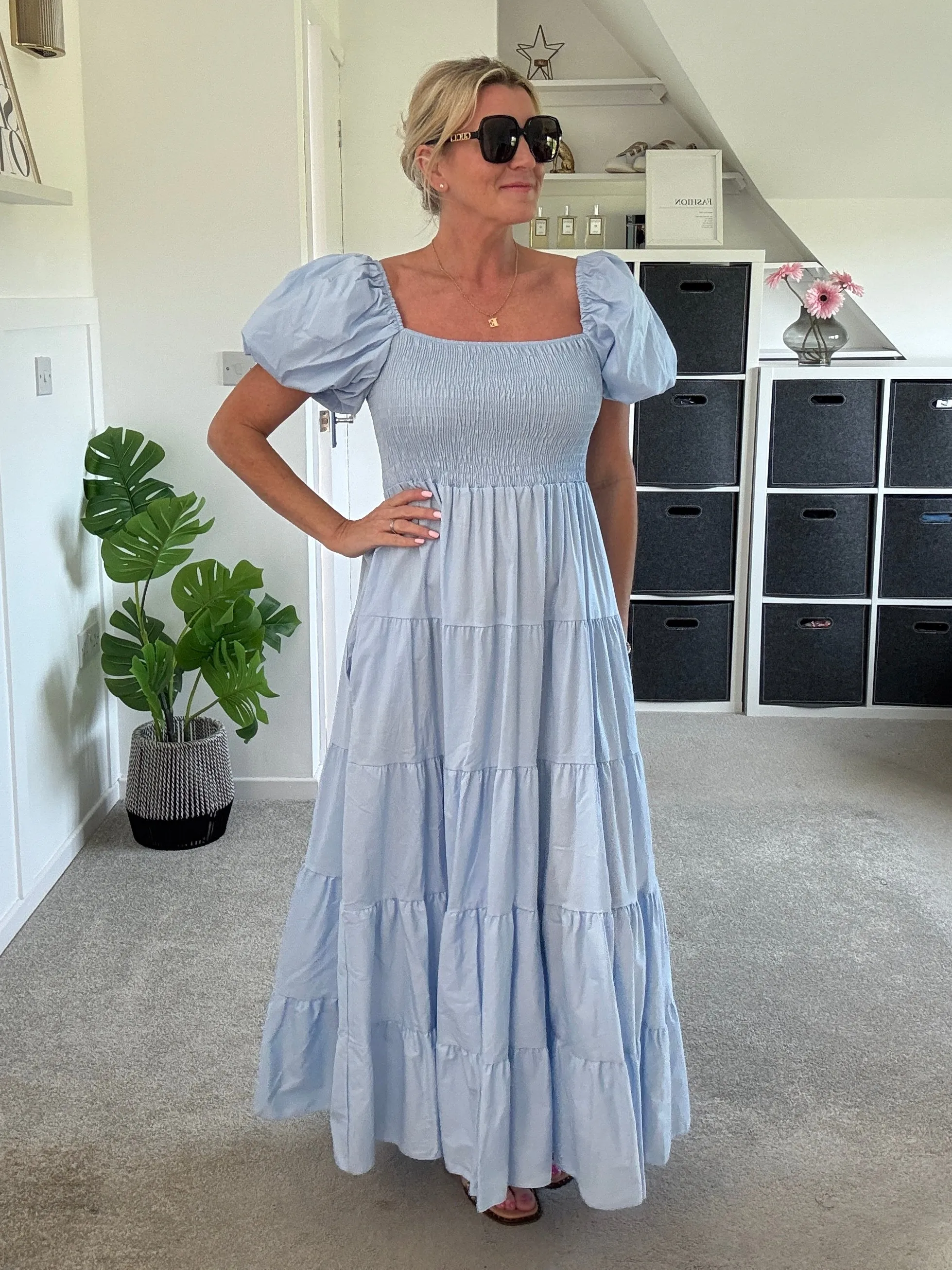 Yellow Puff Shoulder Maxi Dress