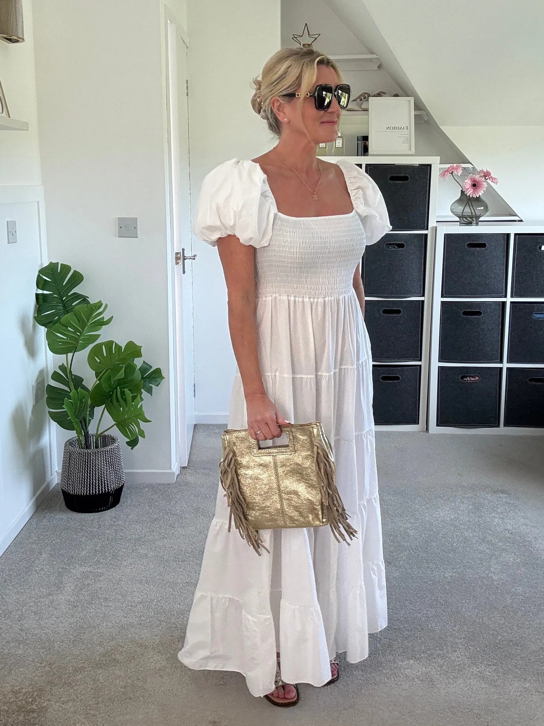Yellow Puff Shoulder Maxi Dress