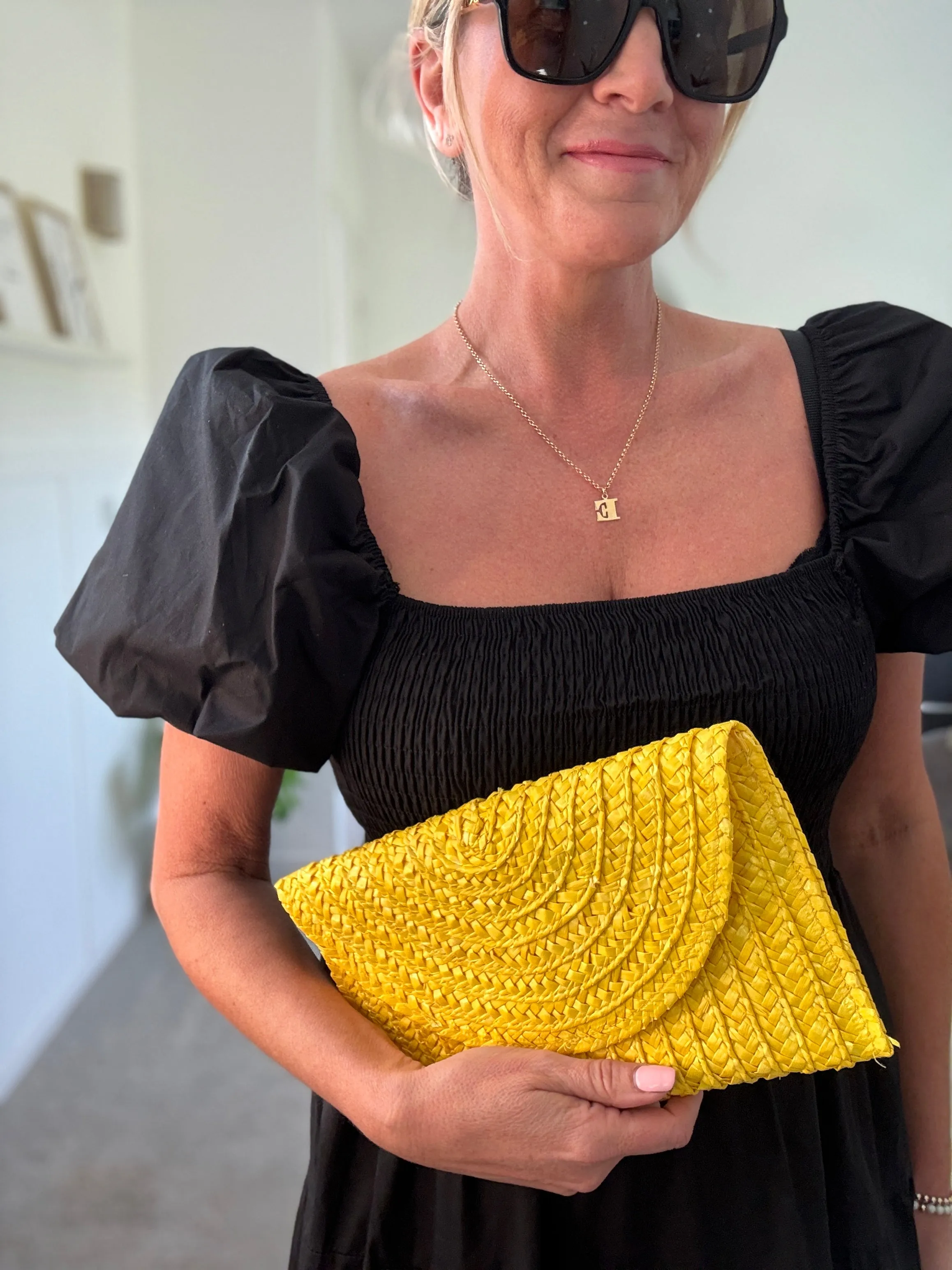 Yellow Puff Shoulder Maxi Dress