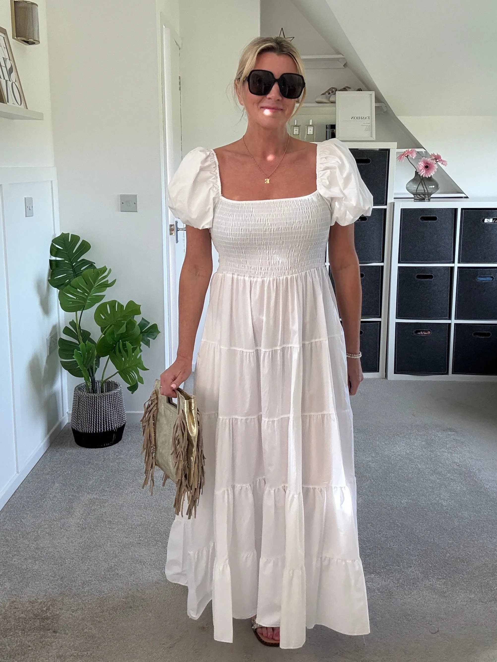Yellow Puff Shoulder Maxi Dress