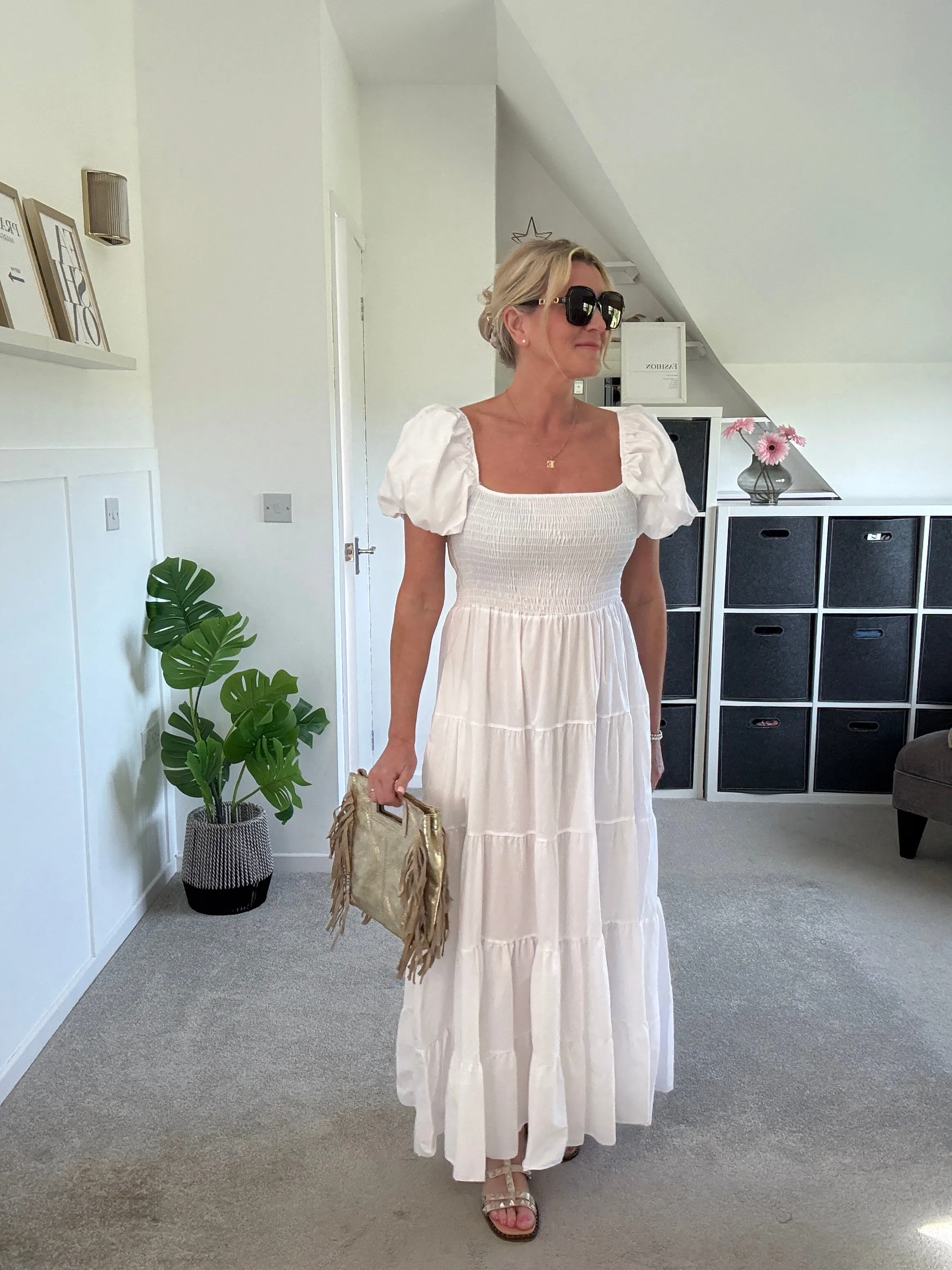 Yellow Puff Shoulder Maxi Dress