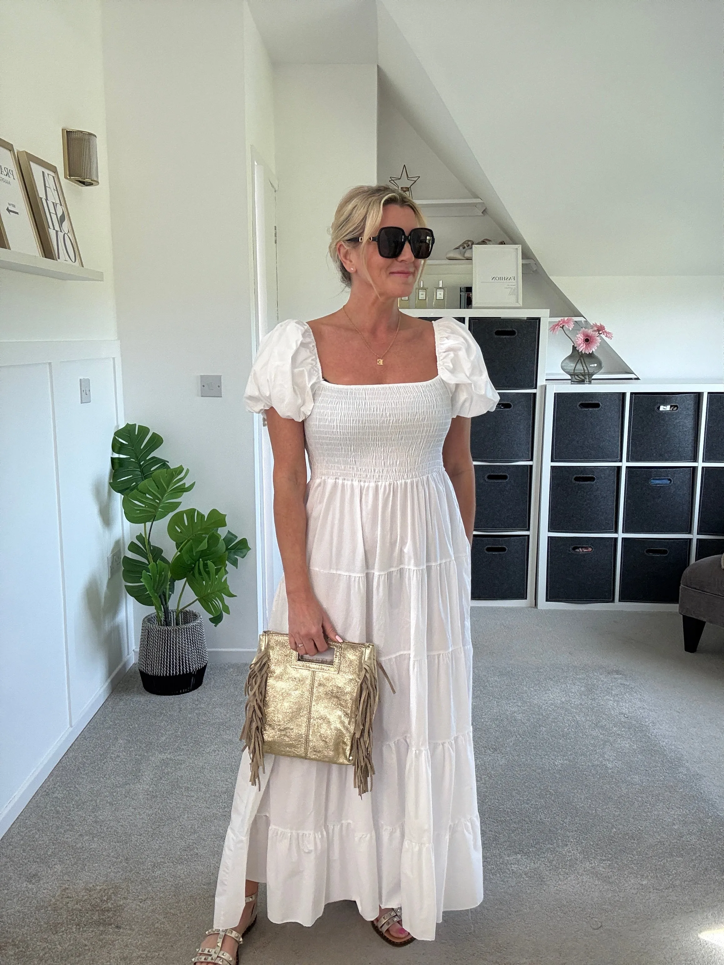 Yellow Puff Shoulder Maxi Dress