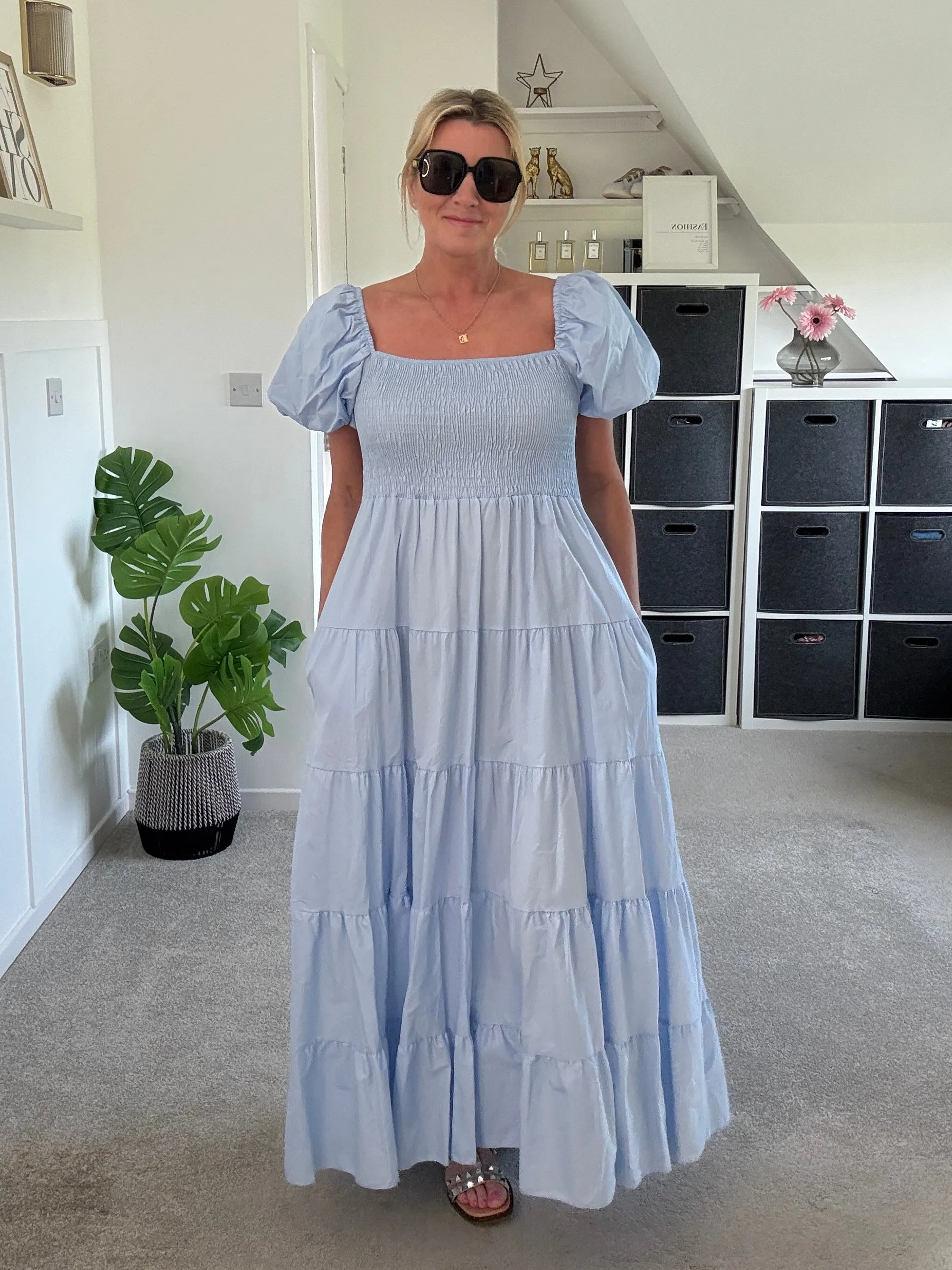 Yellow Puff Shoulder Maxi Dress