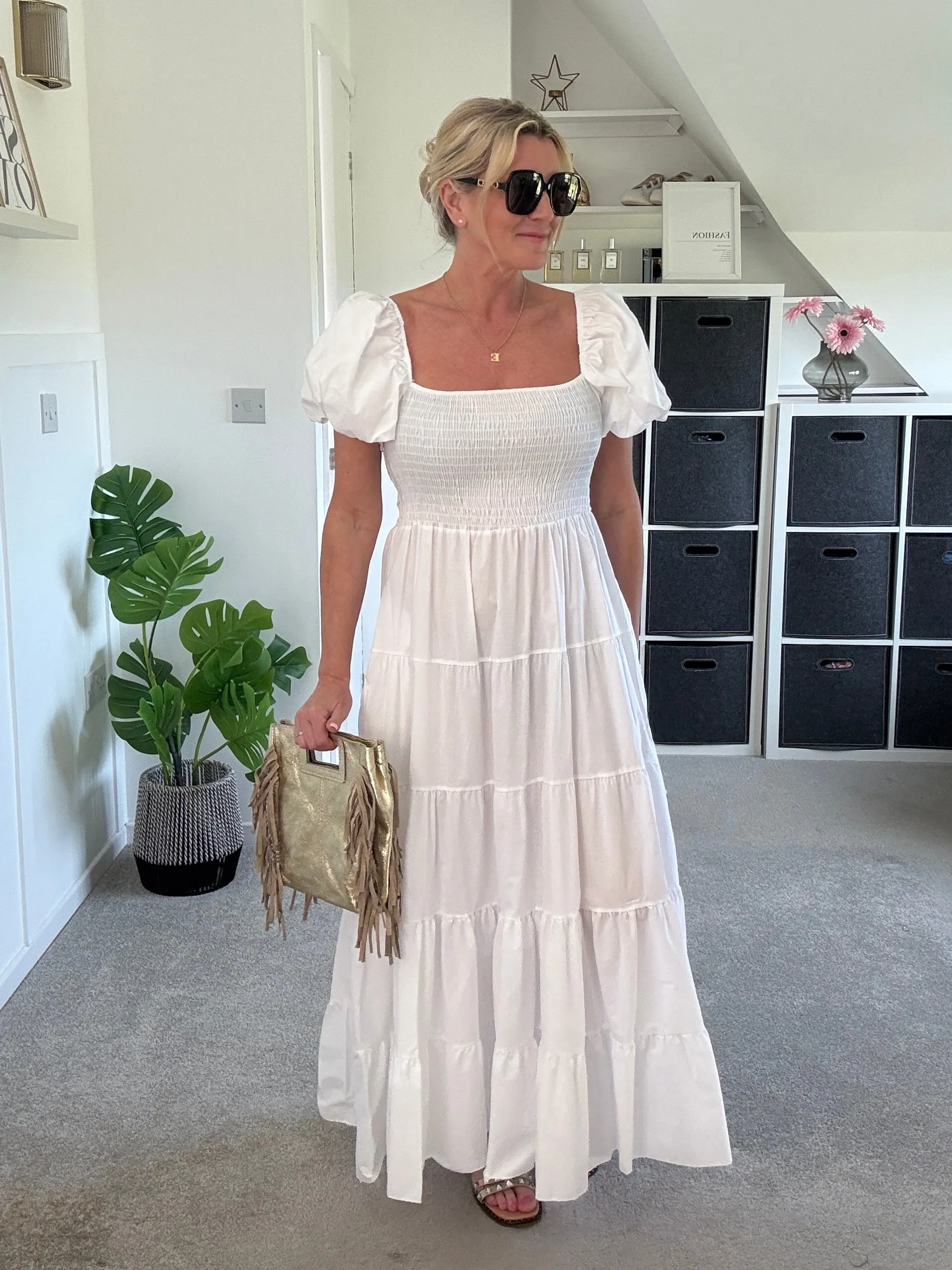 Yellow Puff Shoulder Maxi Dress