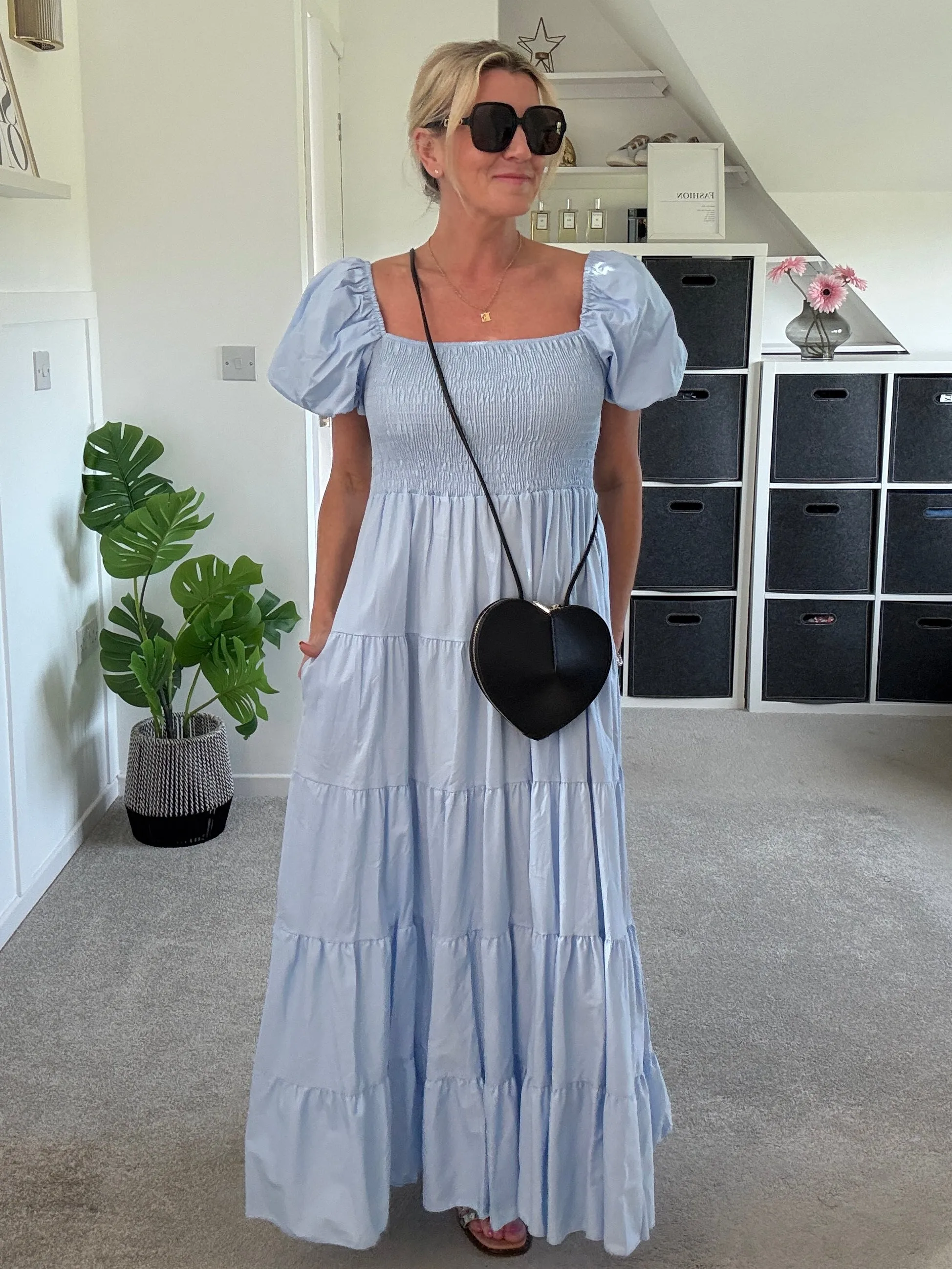 Yellow Puff Shoulder Maxi Dress