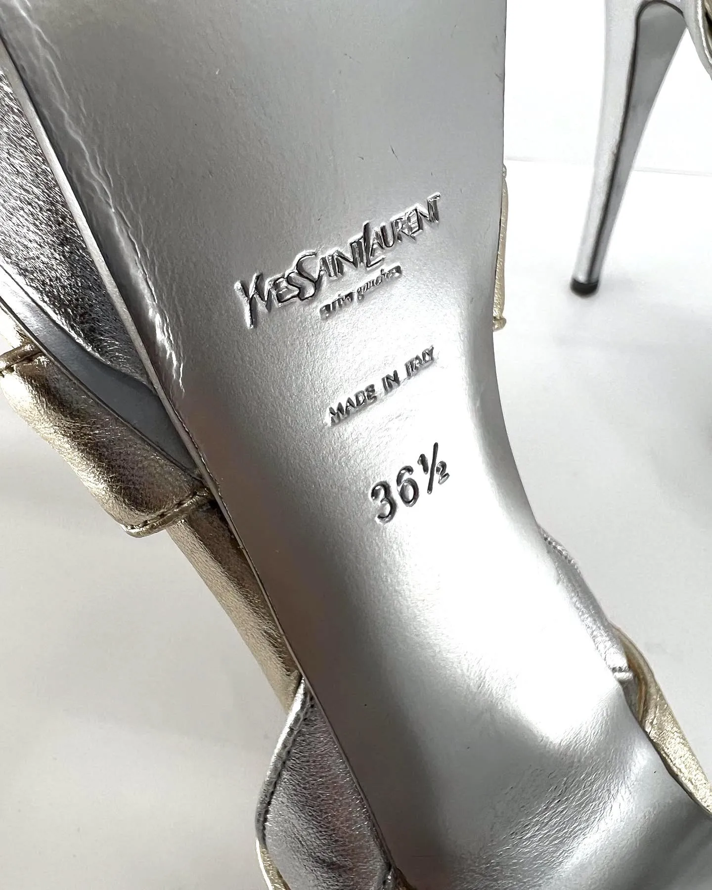 YSL METALLIC LEATHER TRIBUTE T-STRAP SANDALS
